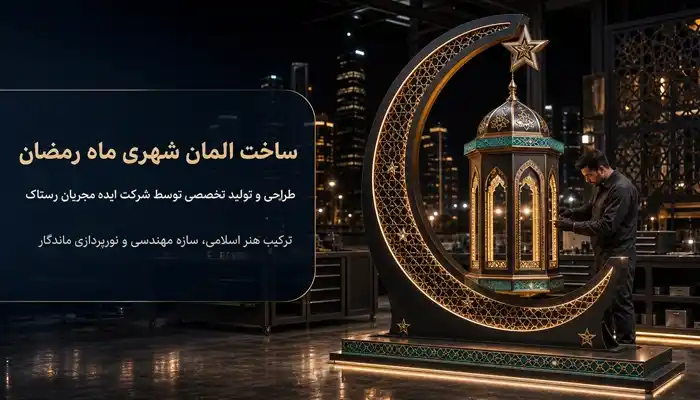 ساخت المان شهری ماه رمضان | خرید المان های ماه رمضان | قیمت المان ماه مبارک رمضان توسط شرکت ایده مجریان رستاک